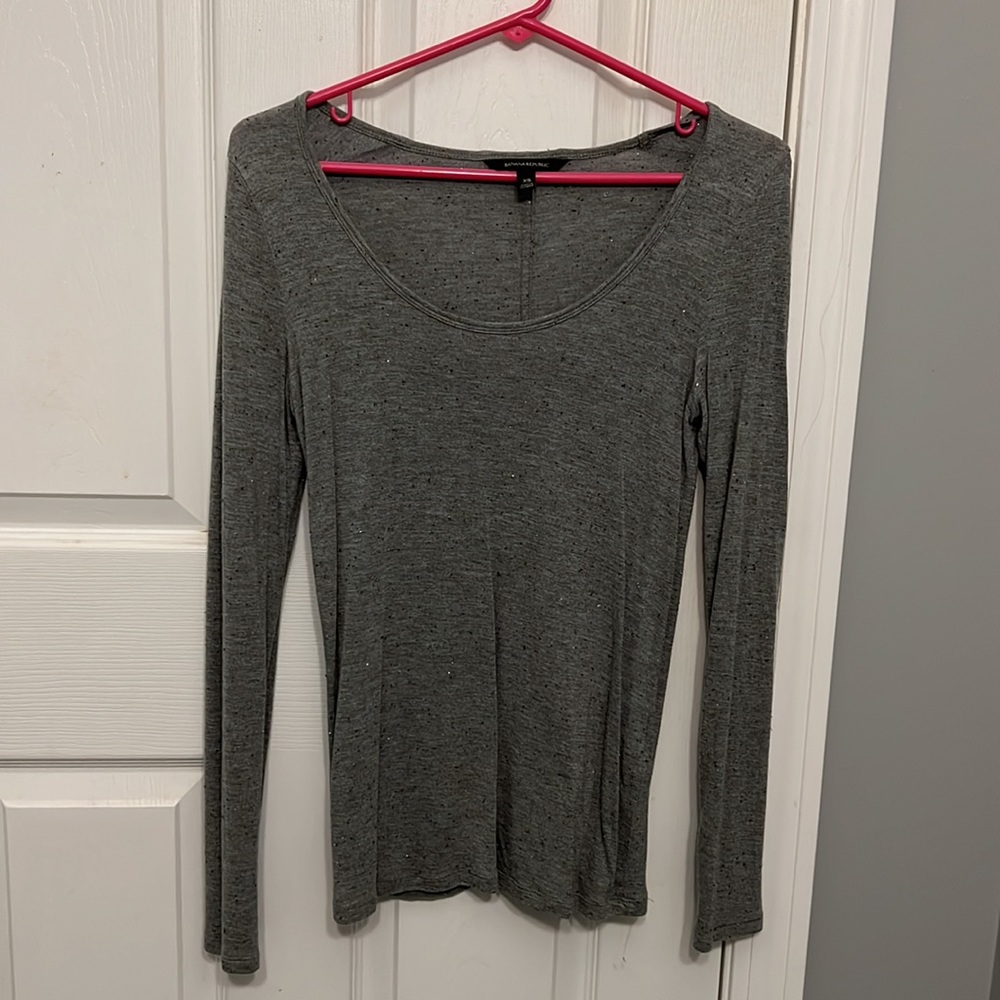 Banana Republic, long sleeve, shimmery, soft, women’s shirt.
